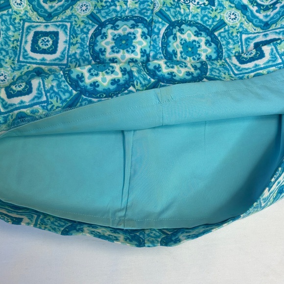 💙 Talbots Turquoise Patterned Skirt Women’s 12P Lined Cotton Stretch Petite 💙 - Picture 8 of 14